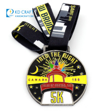 Made in china custom personalized metal zinc alloy soft enamel malaysia city 3k 5k running finisher medal